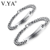 V.Ya Engrave Bracelets Stainless Steel Chain Couple Bracelet