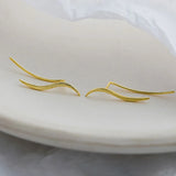 925 Sterling Silver Wave Ear Climbers Hypoallergenic Earrings