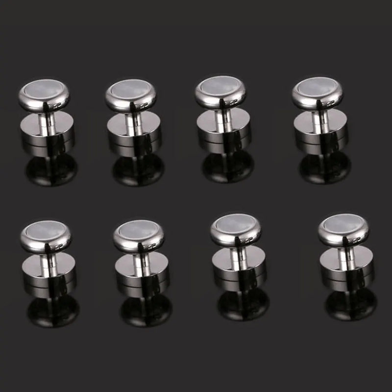 8PCS Tuxedo Collar Stud Sleeve Button Natural Mother Pearl Shirt Studs