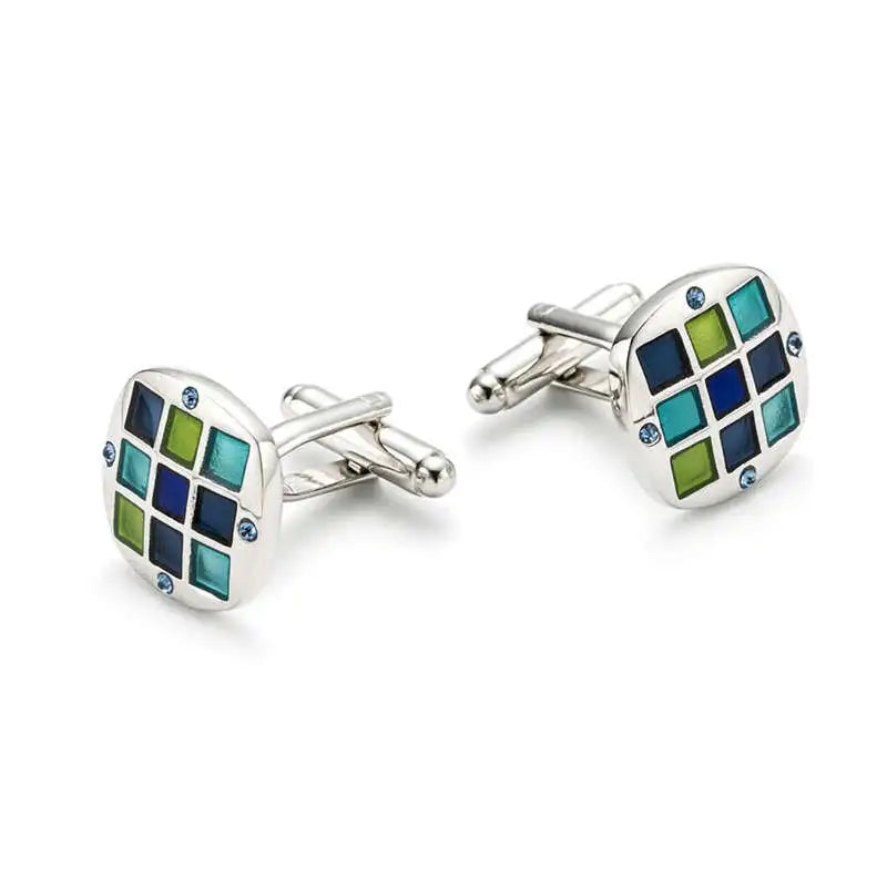 Classic Copper Men's Cufflinks French Shirt Button Gemelos Enamel Crystal