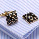 Enamel Check Cufflinks Suit Shirt Gemelos Men Buttons