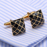 Enamel Check Cufflinks Suit Shirt Gemelos Men Buttons