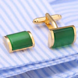 Gold-color Plated Cufflinks Catseye Gemelos Buttons 10163