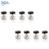 8PCS Tuxedo Collar Stud Sleeve Button Uniform Shirt Cuff links