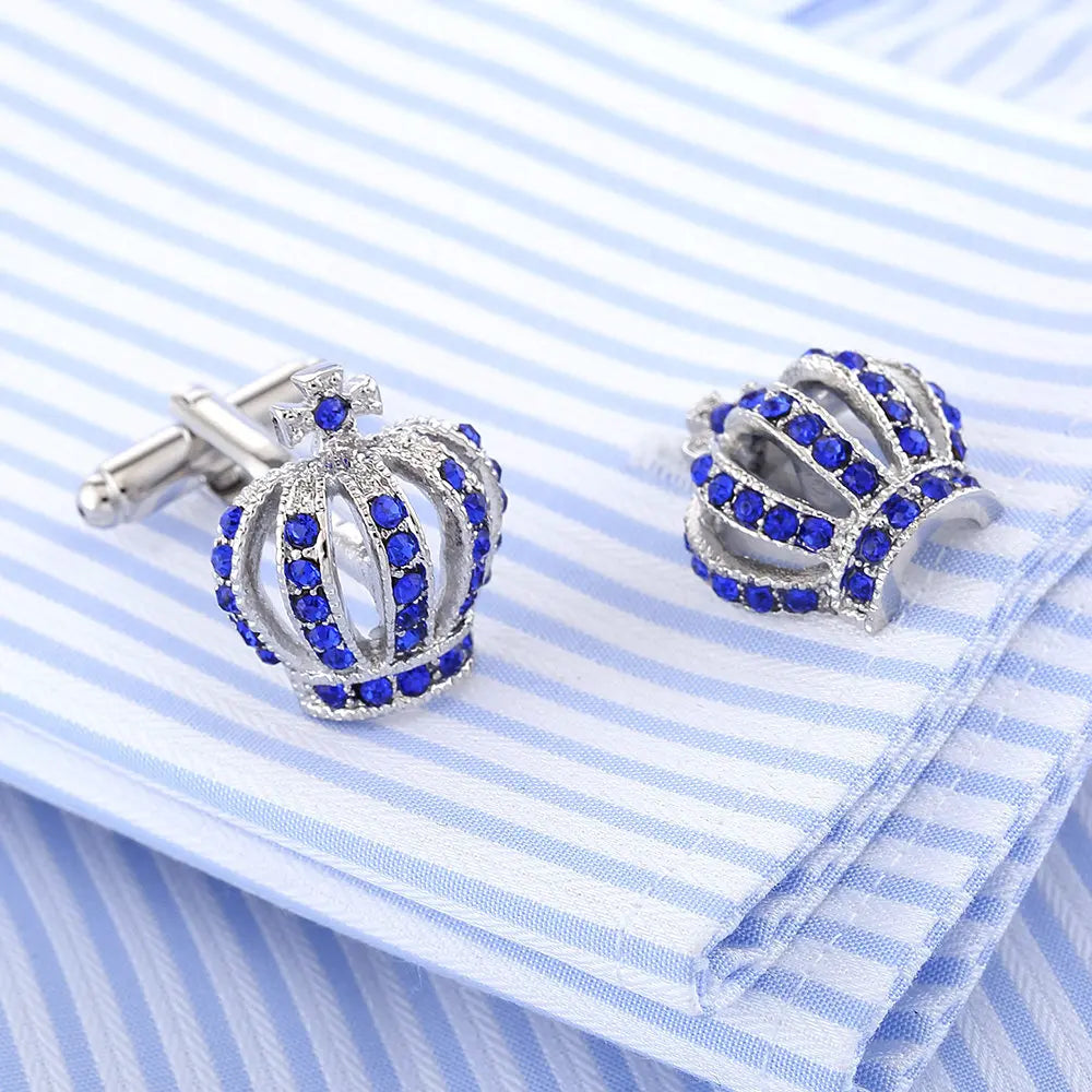 Crown Cufflinks Silver-Color Plated Men Jewelry
