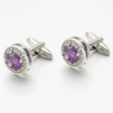 Purple Crystal Cufflinks Gemelos Wedding Suit Shirt Button
