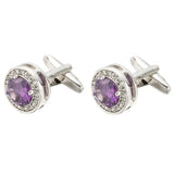 Purple Crystal Cufflinks Gemelos Wedding Suit Shirt Button