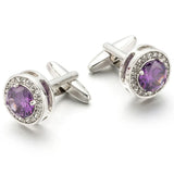Purple Crystal Cufflinks Gemelos Wedding Suit Shirt Button