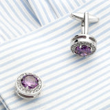 Purple Crystal Cufflinks Gemelos Wedding Suit Shirt Button