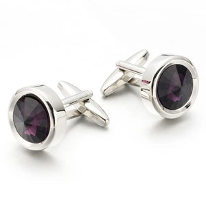 Purple Crystal Cufflinks Wedding Suit Shirt Gemelos Button