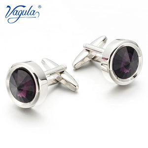 Purple Crystal Cufflinks Wedding Suit Shirt Gemelos Button