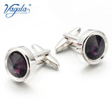 Purple Crystal Cufflinks Wedding Suit Shirt Gemelos Button