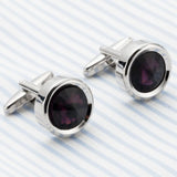 Purple Crystal Cufflinks Wedding Suit Shirt Gemelos Button