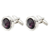 Purple Crystal Cufflinks Wedding Suit Shirt Gemelos Button
