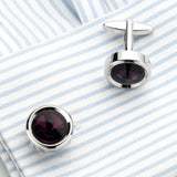 Purple Crystal Cufflinks Wedding Suit Shirt Gemelos Button