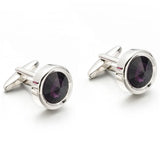 Purple Crystal Cufflinks Wedding Suit Shirt Gemelos Button