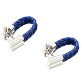 Classic Silver Woven Leather Cufflinks for Men