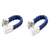 Classic Silver Woven Leather Cufflinks for Men
