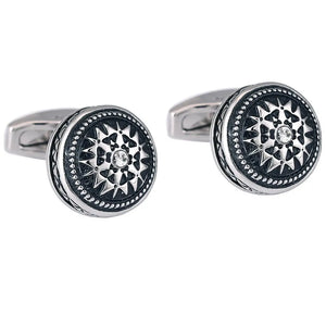 Classic Silver Rhinestone Cufflinks for Men's Wedding Suit