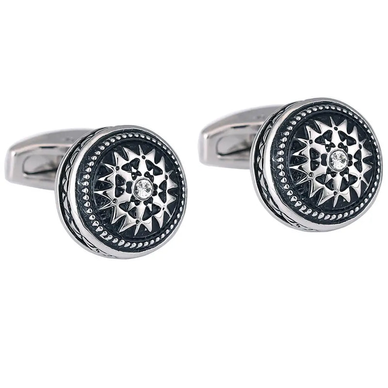 Classic Silver Rhinestone Cufflinks for Men's Wedding Suit