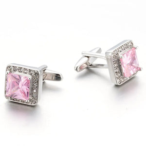 Pink Crystal Cufflinks for Men Wedding Suit Shirt