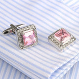Pink Crystal Cufflinks for Men Wedding Suit Shirt