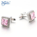 Pink Crystal Cufflinks for Men Wedding Suit Shirt