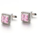 Pink Crystal Cufflinks for Men Wedding Suit Shirt