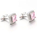 Pink Crystal Cufflinks for Men Wedding Suit Shirt