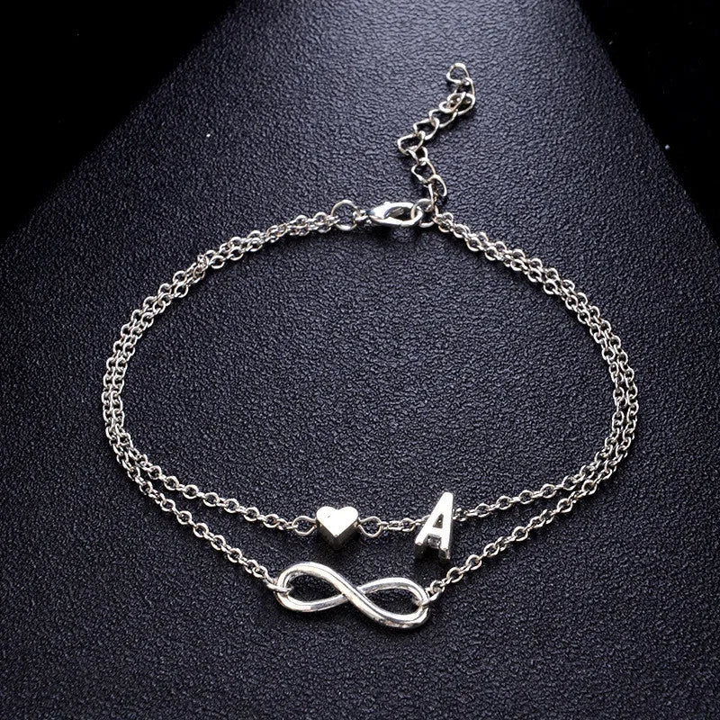 Silver Leg Bracelets For Women Foot Jewelry Silver Feet Chain Friendship Initial