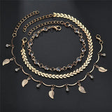 CZ Leaves Beads Anklets Foot Jewelry Leg Chain