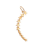 Bohemian Crystal Ear Cuff, Silver Star Shape, Long Earcuffs Clip On