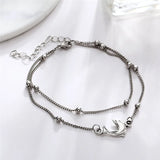Vintage Dolphin Anklet Bracelet Silver Beads Anklet For Women Beach Jewelry