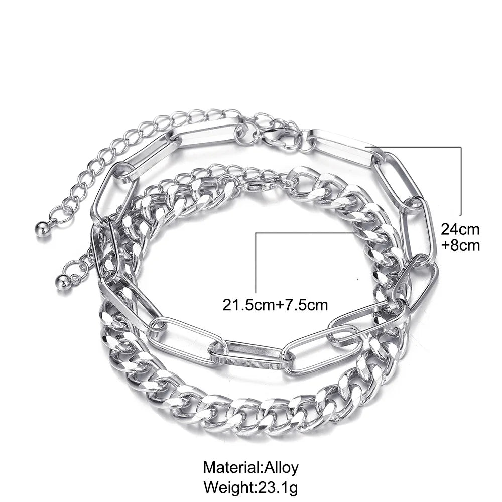 Punk Vintage Silver Chain Anklets for Women