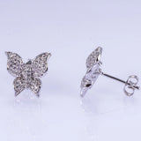 925 Silver Butterfly Earrings CZ Female Jewelry