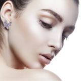 925 Silver Butterfly Earrings CZ Female Jewelry
