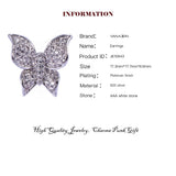 925 Silver Butterfly Earrings CZ Female Jewelry