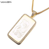 Vintage Statement Pendant Necklace Dog Tags Men CZ Jewelry Hip-hop Necklaces