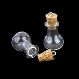 10pc Clear Wishing Bottle Pendants Empty Cork Hand-Blown Vial Necklace