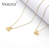 Stainless Steel 3D Letter Choker Necklace, A-Z Alphabet Pendant with Gift Box