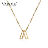 Stainless Steel 3D Letter Choker Necklace, A-Z Alphabet Pendant with Gift Box