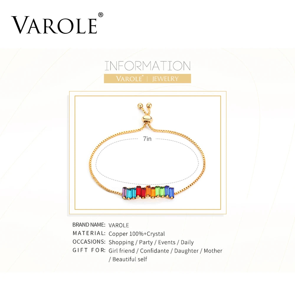 Adjustable Rainbow Crystal Bracelet Women's Colorful Jewelry