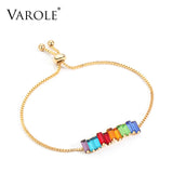 Adjustable Rainbow Crystal Bracelet Women's Colorful Jewelry