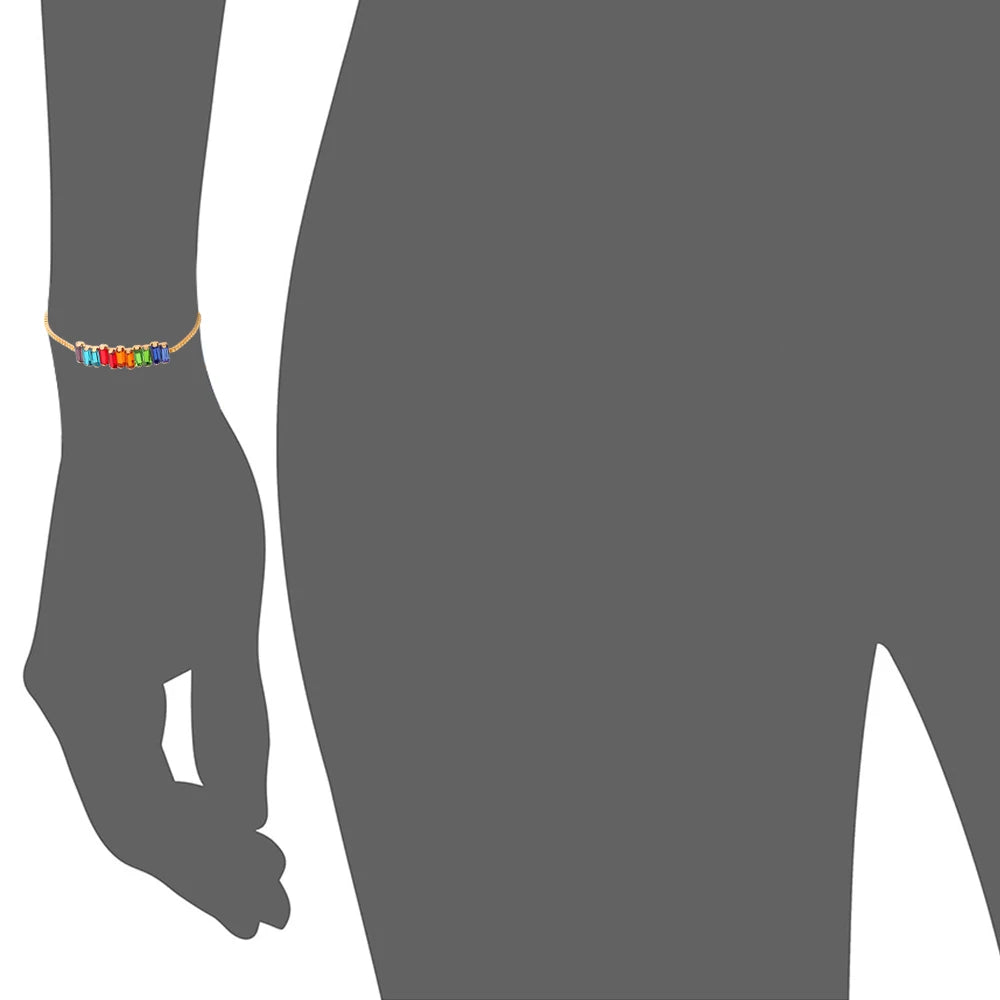 Adjustable Rainbow Crystal Bracelet Women's Colorful Jewelry