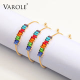 Adjustable Rainbow Crystal Bracelet Women's Colorful Jewelry