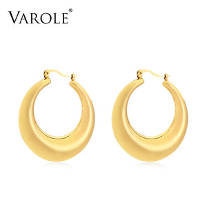 Classic Hollow Stainless Steel Hoop Earrings for Women
