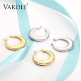 Classic Hollow Stainless Steel Hoop Earrings for Women