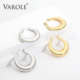 Classic Hollow Stainless Steel Hoop Earrings for Women