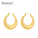 Classic Hollow Stainless Steel Hoop Earrings for Women