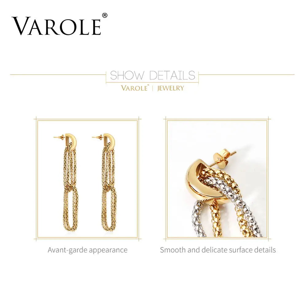 Corn Chain Drop&Dangle Earrings For Women Long Stainless Steel Earings